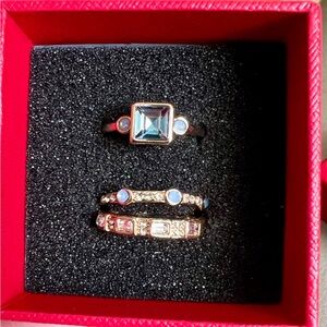 Blue Stone Stackable Ring Set - Women Jewelry